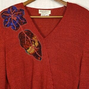 Vtg Adolf Schuman For Lilli Ann‎ 6 Sweater Hand Loomed Red Art Wool Pullover 70s